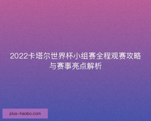 2022卡塔尔世界杯小组赛全程观赛攻略与赛事亮点解析