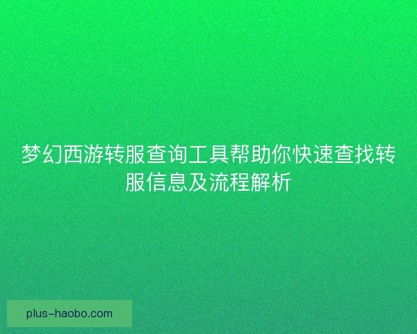 梦幻西游转服查询工具帮助你快速查找转服信息及流程解析 梦幻西游转服查询工具帮助你快速查找转服信息及流程解析
