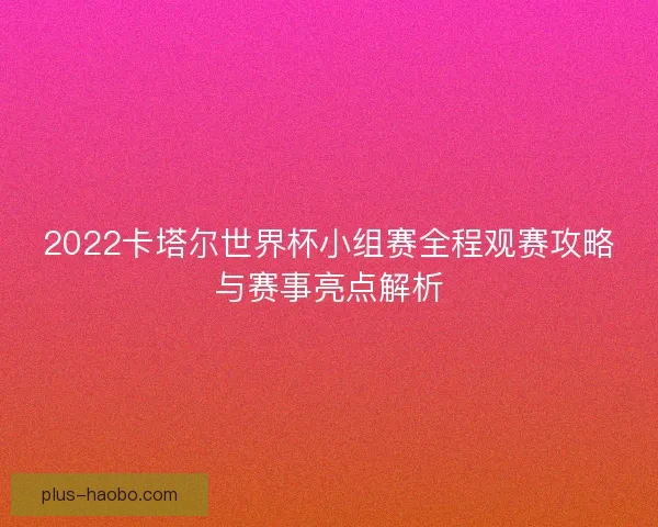 2022卡塔尔世界杯小组赛全程观赛攻略与赛事亮点解析 2022卡塔尔世界杯小组赛全程观赛攻略与赛事亮点解析