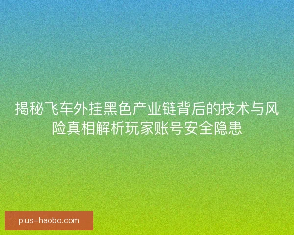 揭秘飞车外挂黑色产业链背后的技术与风险真相解析玩家账号安全隐患